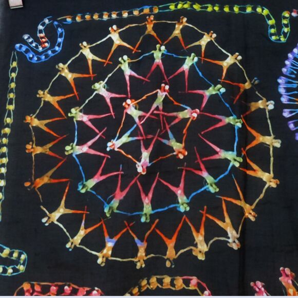 TCM Turner Classic Movie Scarf Black Colorful Fireworks Kaleidoscope Silk Wrap - Picture 10 of 15